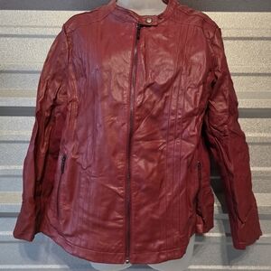 Christopher & Banks Red Leather Jacket